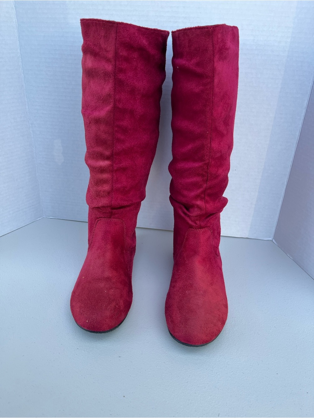 Women's Tall Suede Slouch Boots - Red